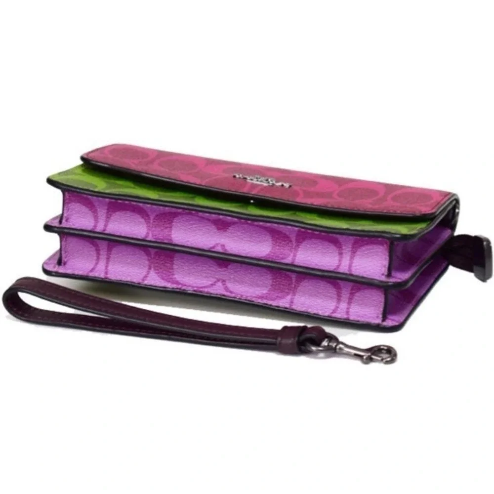 BRAND NEW COACH FOLDOVER WRISTLET IN SIGNATURE CANVAS